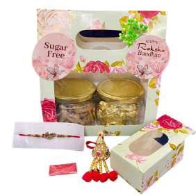 Sugar free Rakhi Gift for Bhaiya Bhabhi online delivery in Noida, Delhi, NCR,
                    Gurgaon